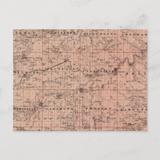 Map of Fillmore County, Minnesota Postcard (Front)