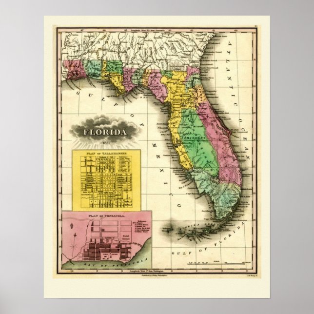 Map of Florida 1831 Poster (Front)