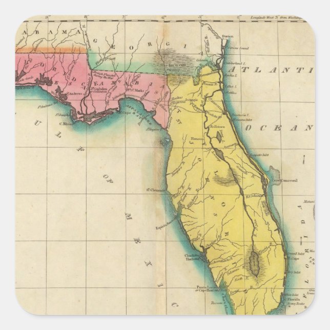 Map Of Florida Square Sticker (Front)