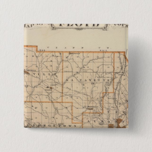 Map of Floyd County 15 Cm Square Badge (Front)