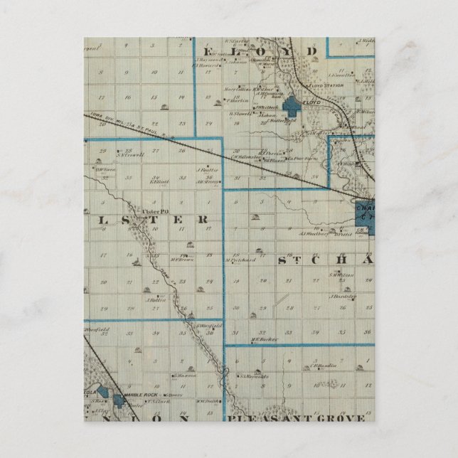 Map of Floyd County, State of Iowa Postcard (Front)