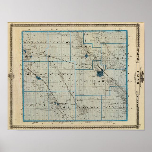 Map of Floyd County, State of Iowa Poster (Front)