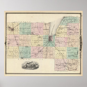 Map of Fond du Lac County, State of Wisconsin Poster