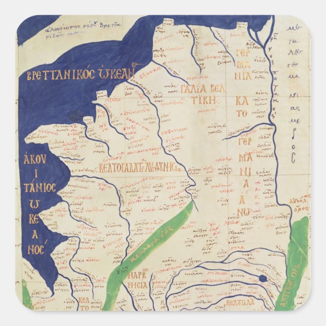 Map of France, from 'Geographia' Square Sticker (Front)