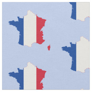 Map of France in French Flag on Blue Fabric