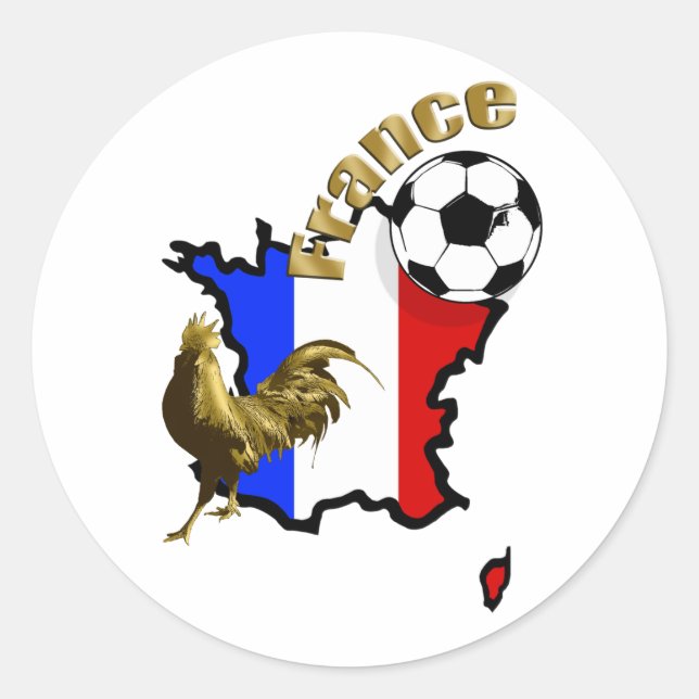 Map of France Le Coq soccer ball gifts Classic Round Sticker (Front)