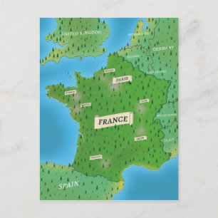 Map Of France Postcard