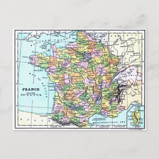 Map of France - Postcard (Front)