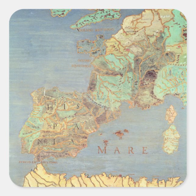 Map of France, Spain and North-West Africa Square Sticker (Front)