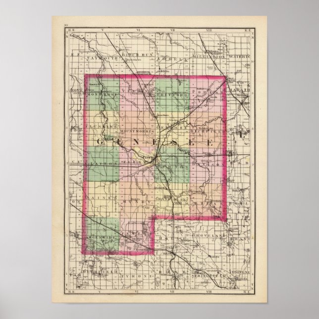 Map of Genesee County, Michigan Poster (Front)