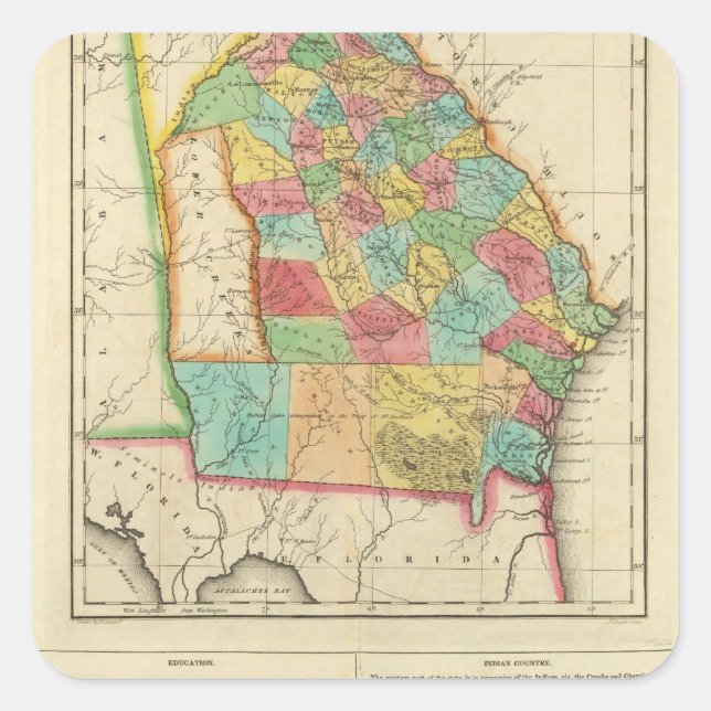 Map Of Georgia Square Sticker (Front)