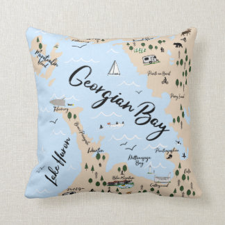 Map of Georgian Bay throw pillow