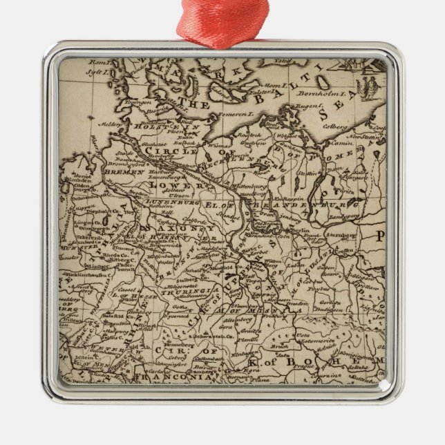 Map of Germany Metal Tree Decoration (Front)