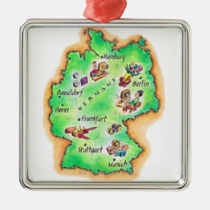 Map of Germany Metal Tree Decoration