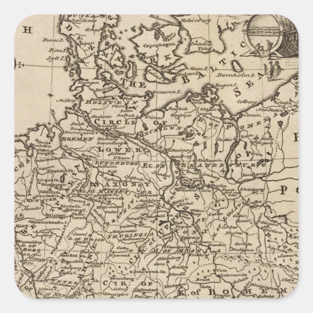 Map of Germany Square Sticker (Front)