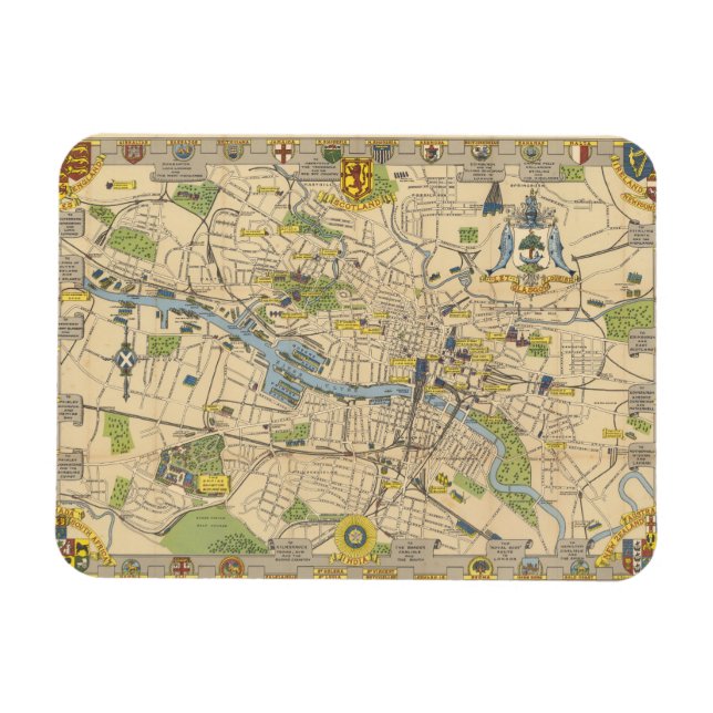 Map of Glasgow, England Magnet (Horizontal)