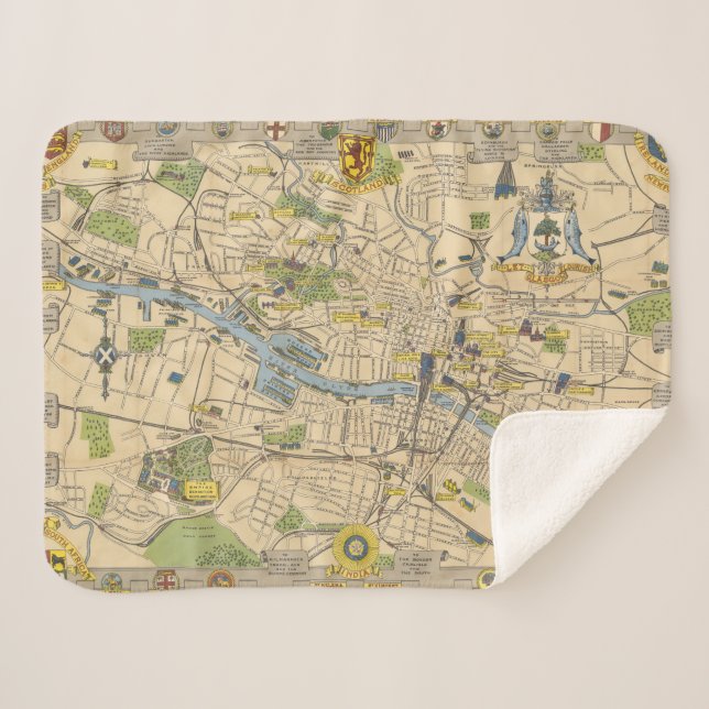 Map of Glasgow, England Sherpa Blanket (Front (Horizontal))