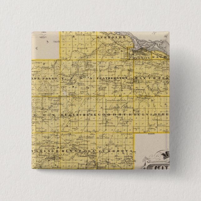 Map of Goodhue County, Minnesota 15 Cm Square Badge (Front)