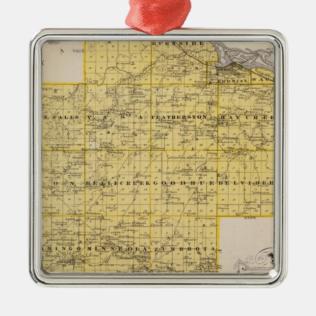 Map of Goodhue County, Minnesota Metal Tree Decoration (Front)