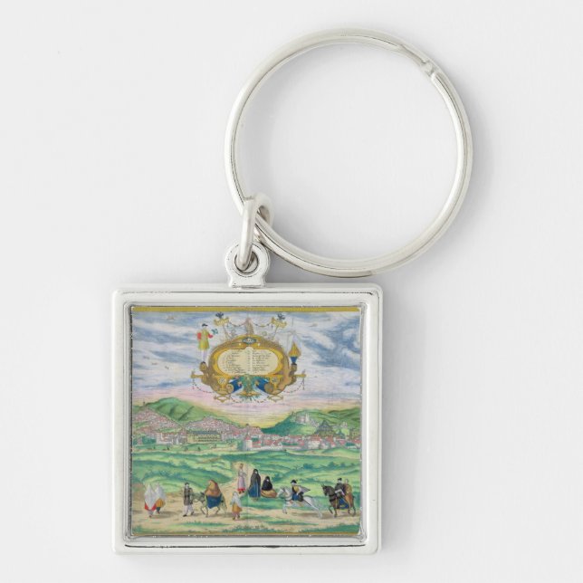 Map of Granada, from 'Civitates Orbis Terrarum' by Key Ring (Front)