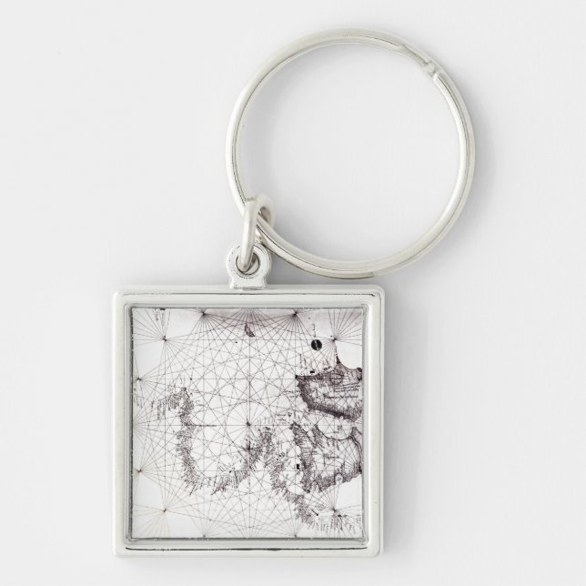 Map of Great Britain, France and Spain, 1473 Key Ring (Front)