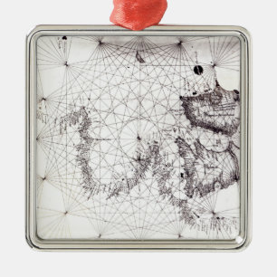 Map of Great Britain, France and Spain, 1473 Metal Tree Decoration