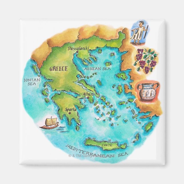 Map of Greece Isles Magnet (Front)