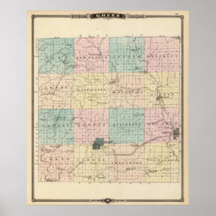 Map of Green County, State of Wisconsin Poster