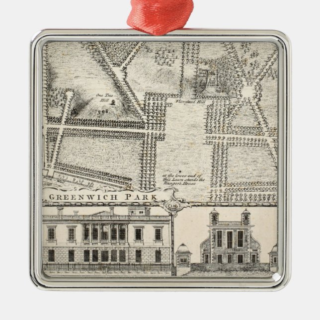 Map of Greenwich Park Metal Tree Decoration (Front)