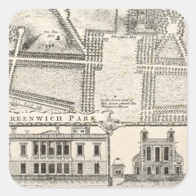 Map of Greenwich Park Square Sticker (Front)