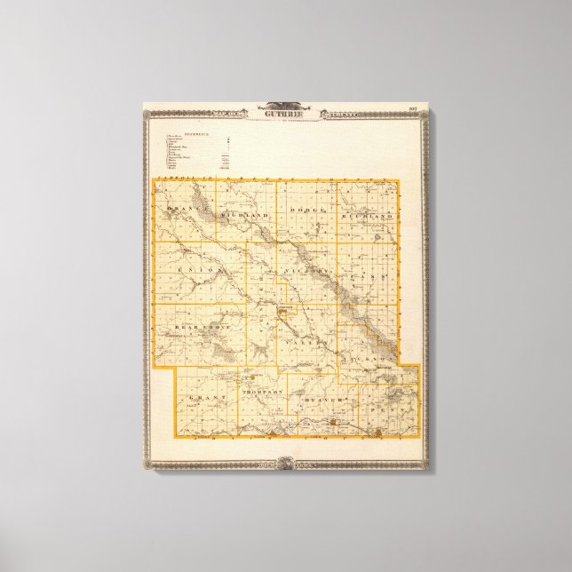 Map of Guthrie County, State of Iowa Canvas Print (Front)