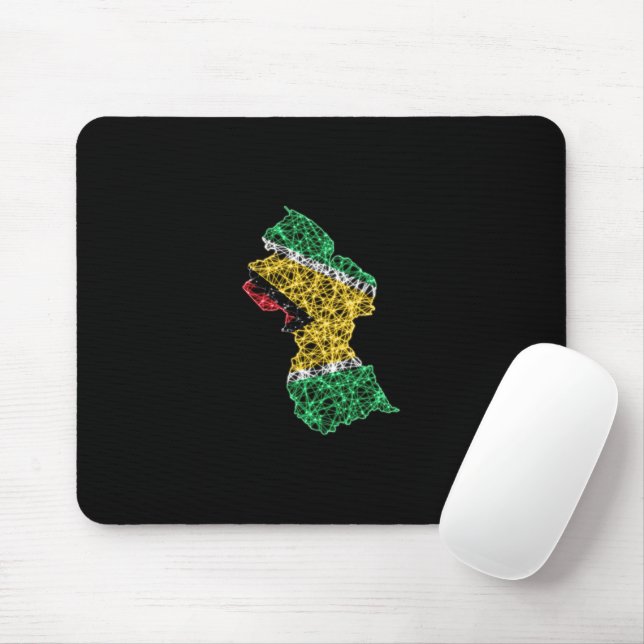 Map of Guyana, Polygonal mesh line map Mouse Pad (With Mouse)