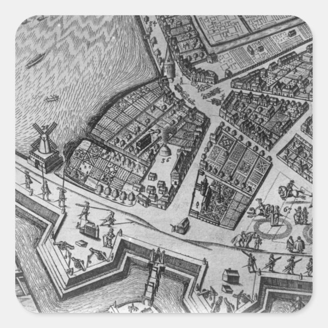 Map of Hamburg Square Sticker (Front)