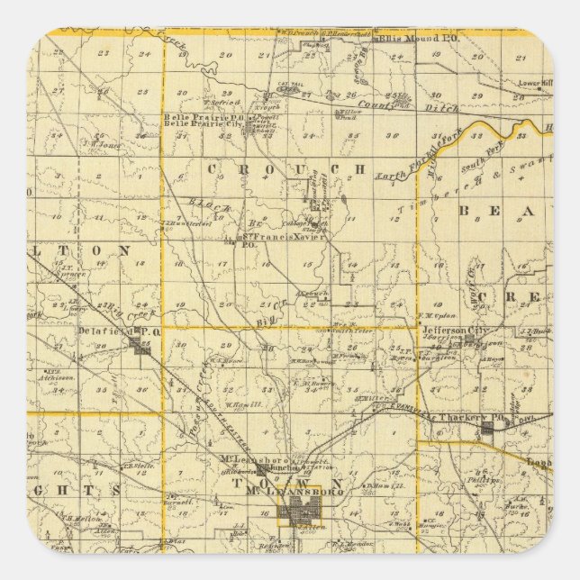 Map of Hamilton County Square Sticker (Front)