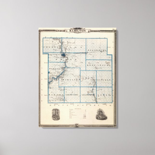 Map of Hamilton County, State of Iowa Canvas Print (Front)