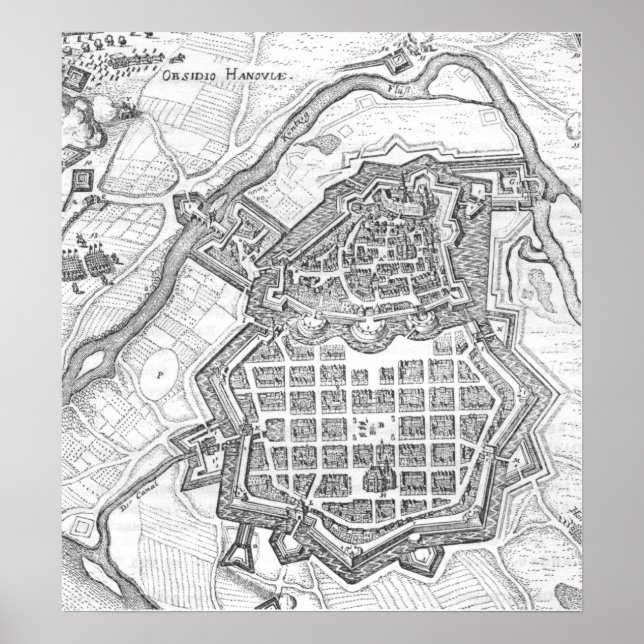 Map of Hanau, 1636 Poster (Front)