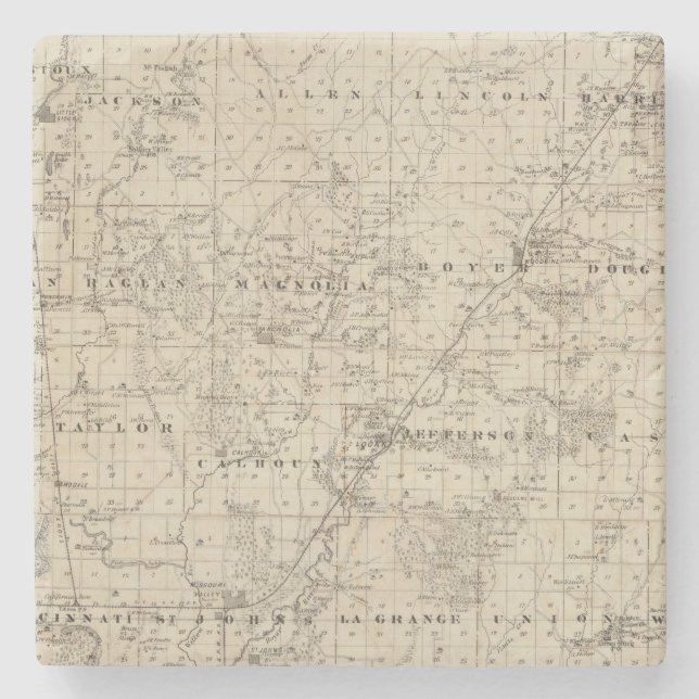 Map of Harrison County, State of Iowa Stone Coaster (Front)