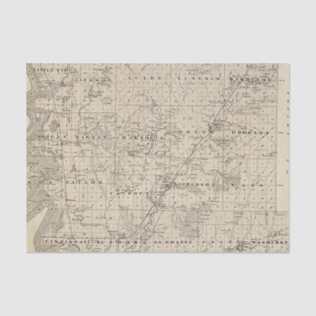 Map of Harrison County, State of Iowa Tissue Paper (Front)