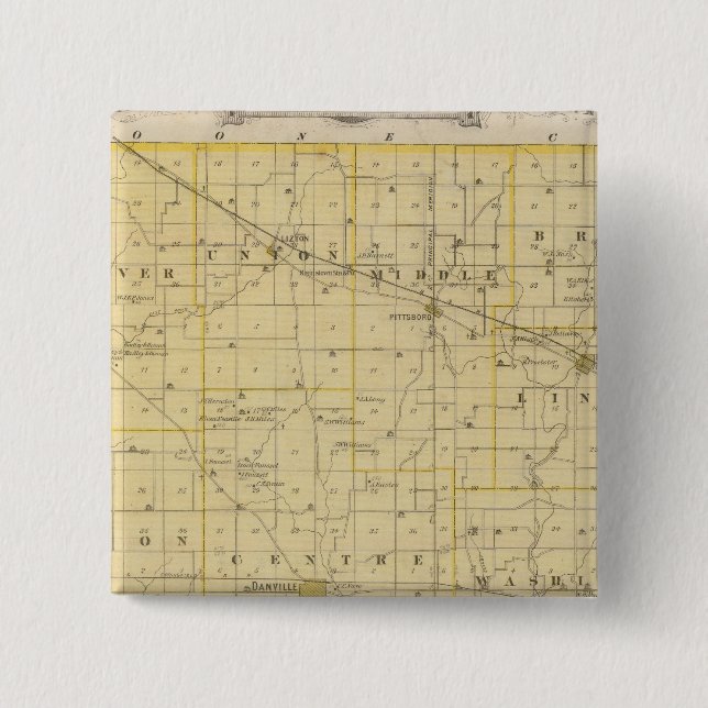 Map of Hendricks County 15 Cm Square Badge (Front)