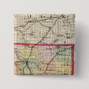 Map of Hillsdale County, Michigan 15 Cm Square Badge
