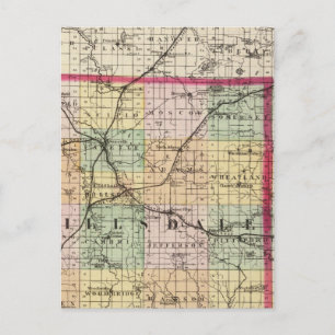 Map of Hillsdale County, Michigan Postcard