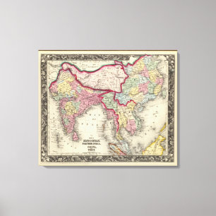 Map Of Hindoostan, Farther India, China, and Tibet Canvas Print