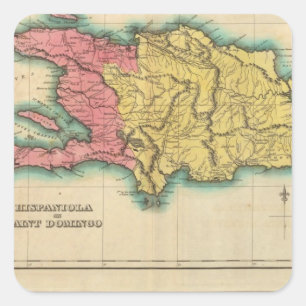 Map Of Hispaniola, Or St Domingo Square Sticker