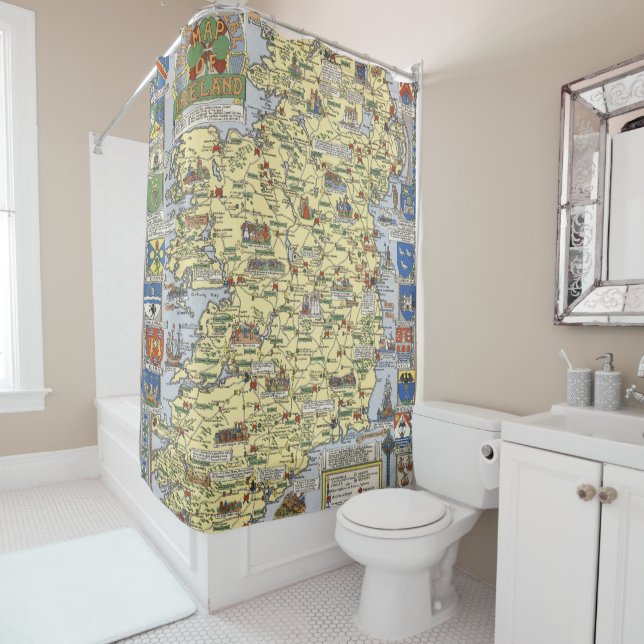 Map of Historical Ireland Shower Curtain (In Situ)