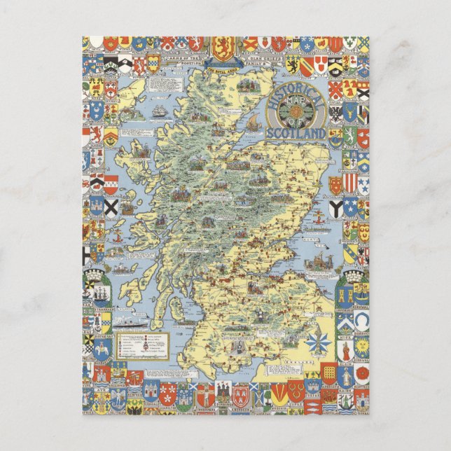 Map of Historical Scotland Postcard (Front)