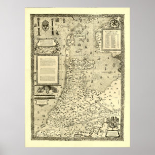 Map of Holland Netherlands by Jacob van Deventer Poster