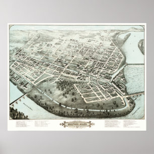 Map of Holyoke, Mass from 1877 Poster