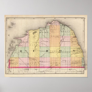 Map of Huron County, Michigan Poster