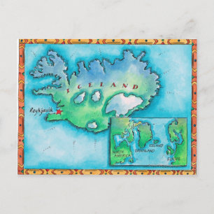 Map of Iceland Postcard