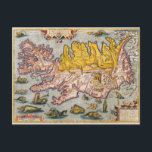 Map of Iceland Postcard<br><div class="desc">Islandia map by Abraham Ortelius ca 1590</div>